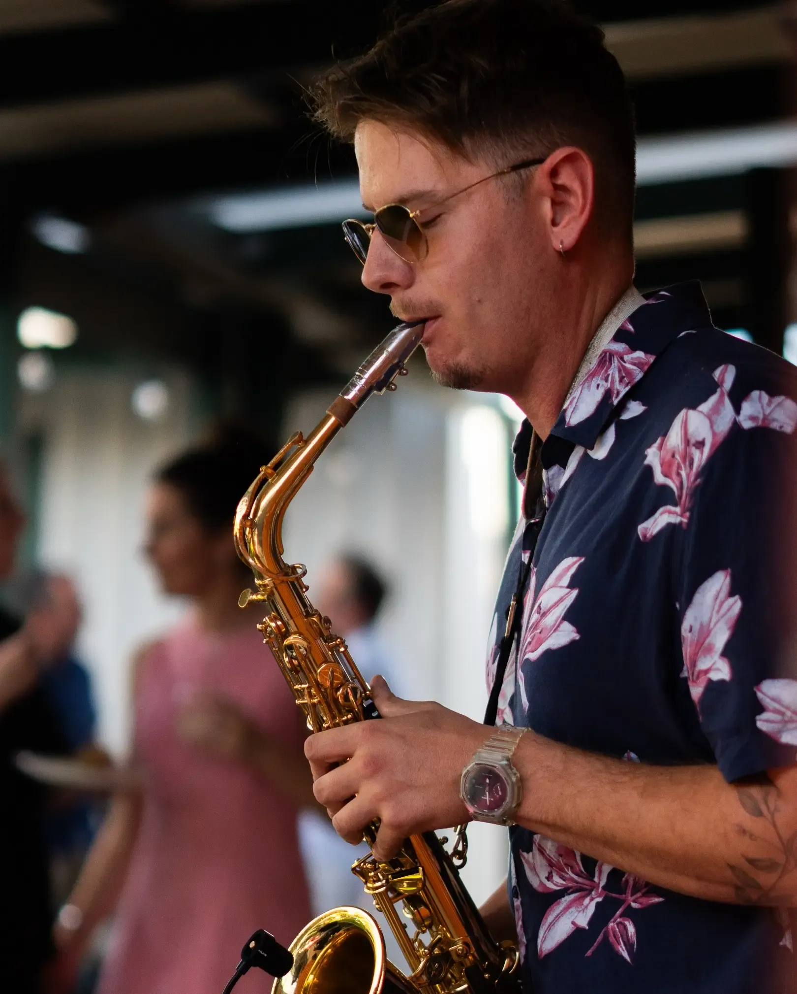 Saxophonist performing