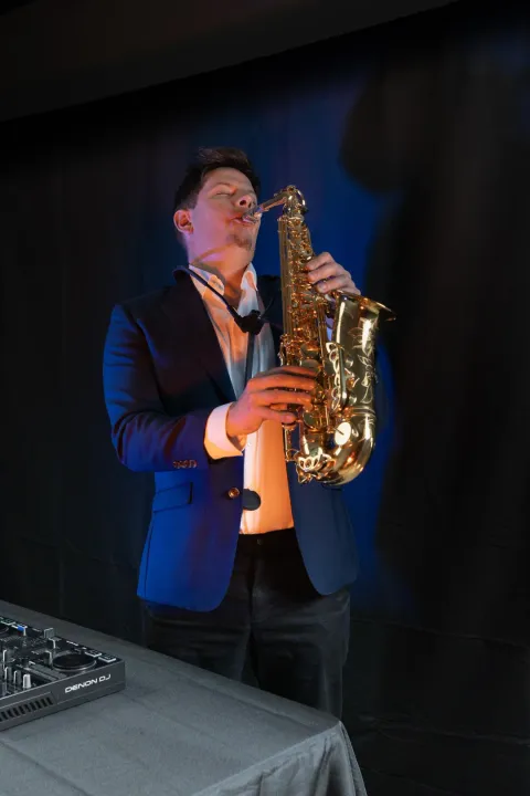 Gustime live saxophone and DJ performance at an event in Australia — photo 1