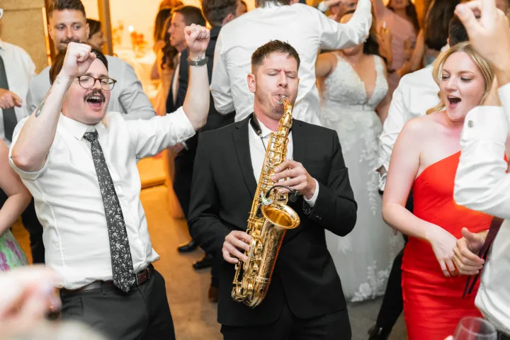 Gustime live saxophone and DJ performance at a wedding or event in Australia — photo 3