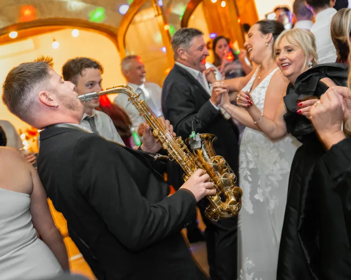 Gustime live saxophone and DJ performance at a wedding or event in Australia — photo 10