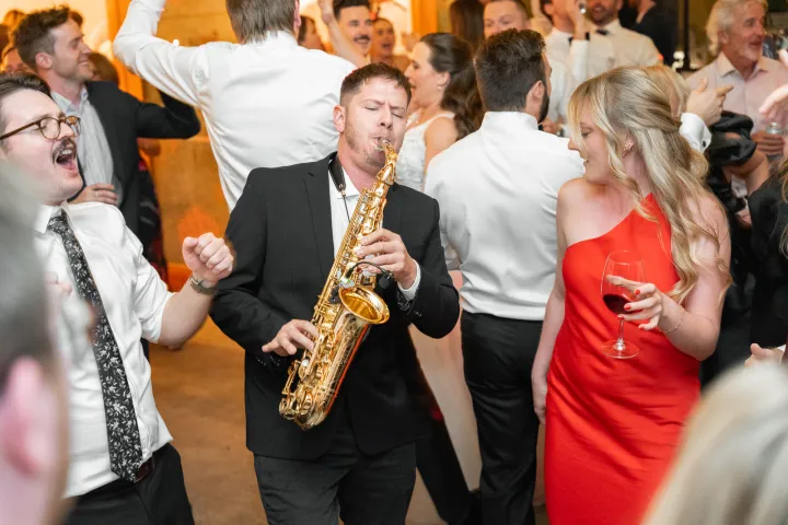 Gustime live saxophone and DJ performance at a wedding or event in Australia — photo 12